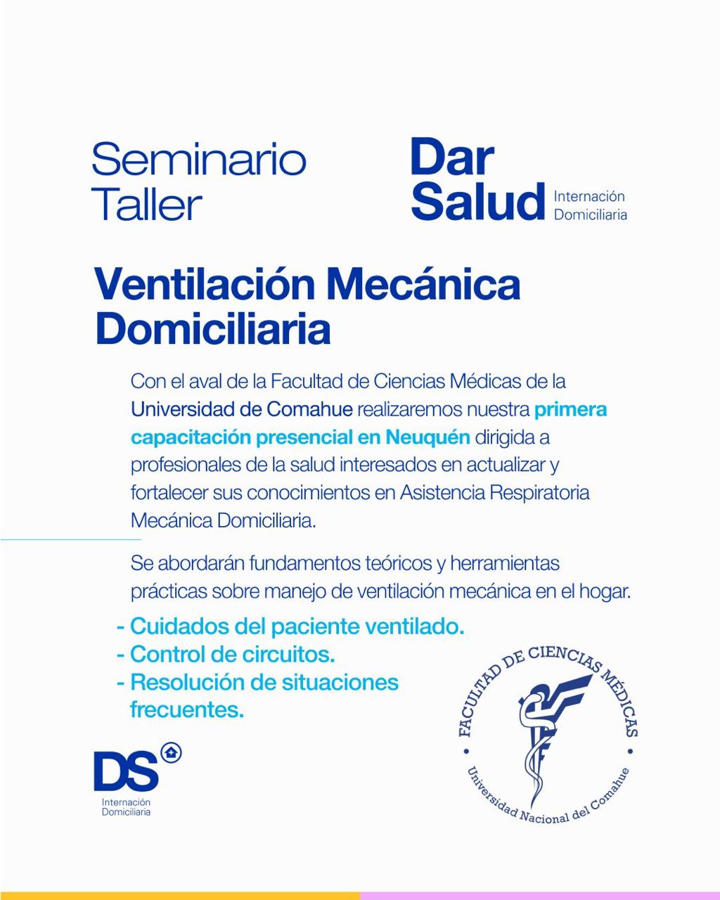 Llega nuestra primera capacitación presencial en Neuquén: Seminario Taller de Ventilación Mecánica Domiciliaria